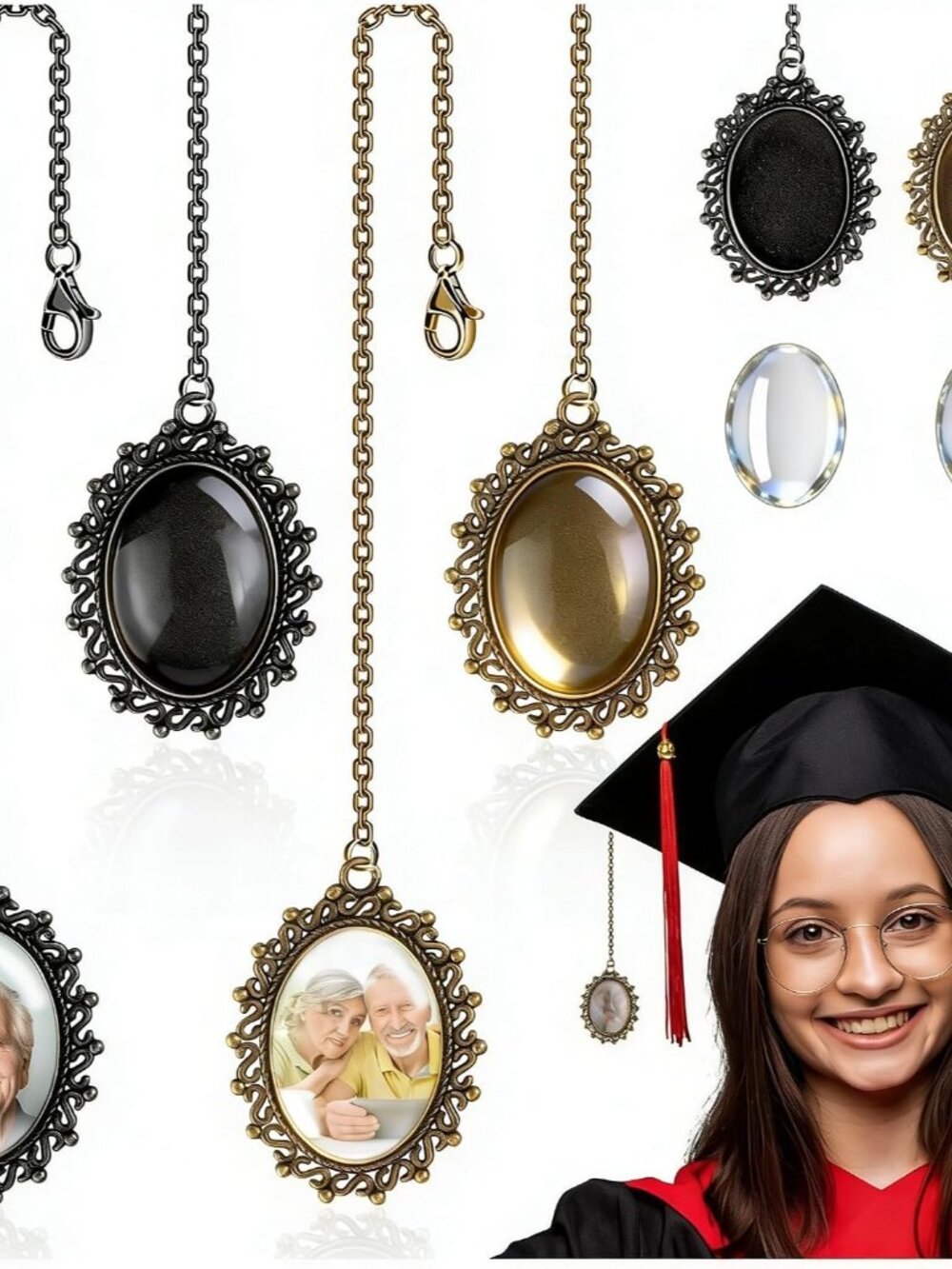 4 Pack Personalized Graduation Tassel Photo Charm